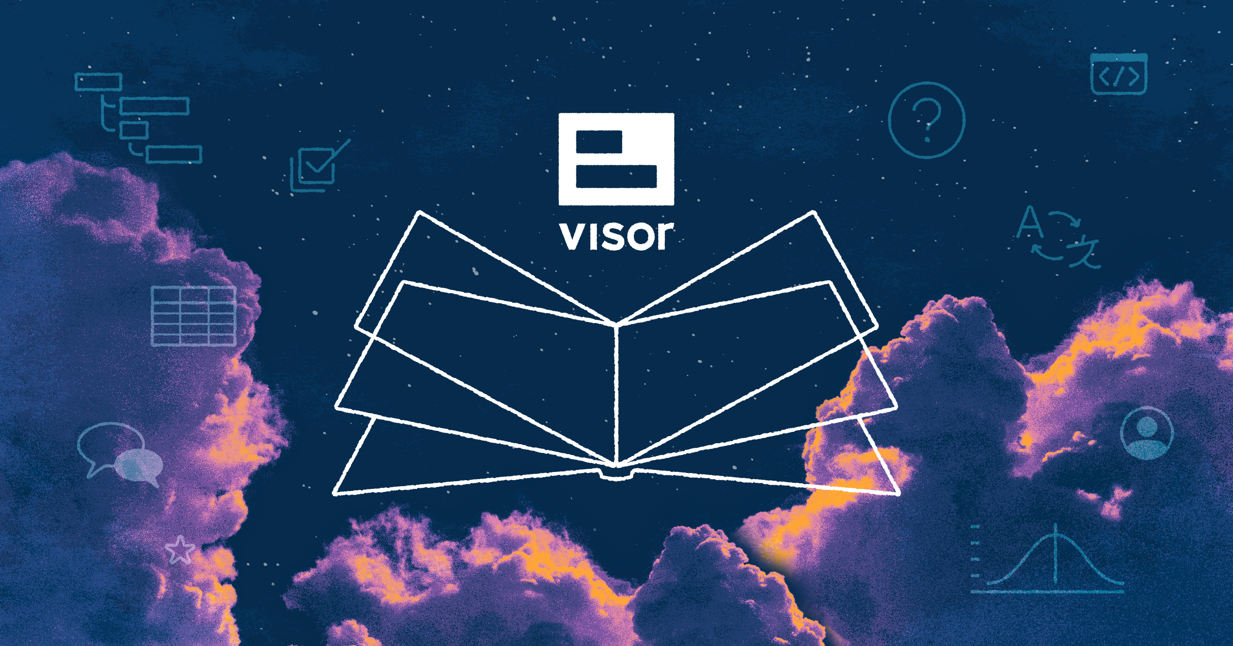 Image of a book opening to announce Visor's new Knowledge Base
